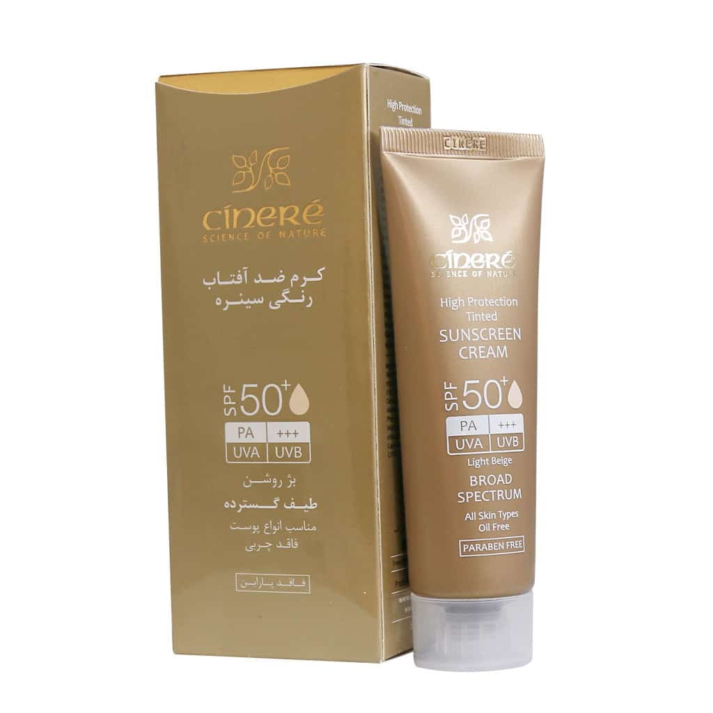 کرم ضد آفتاب رنگی SPF50 سینره 50 میلی لیتر بژ روشن
